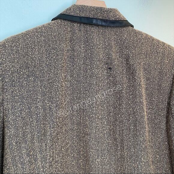 Deadstock vintage Sag Harbor Brown Chevron Collared Zip Up Blazer Jacket 12 L - Picture 6 of 12